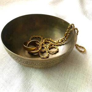 Vintage Floral Etched Brass bowl Singing bowl